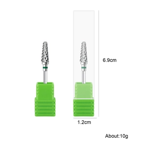 Carbide nail drill bit for gel removal and cuticle work with 6.9cm silver metal head