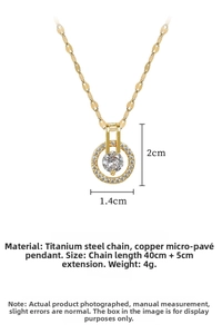 Specifiche delle dimensioni per collana in acciaio al titanio oro con zircone
