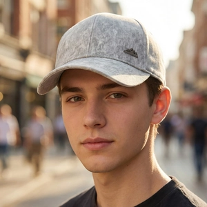 Outdoor stylish vintage baseball cap with mountain logo and washed marble texture finish