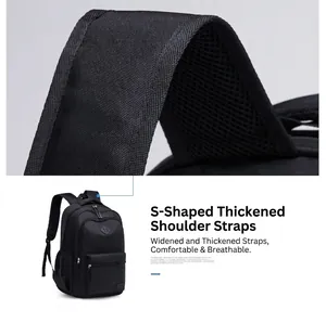 Detail of S-shaped thickened ergonomic shoulder straps with breathable honeycomb mesh padding