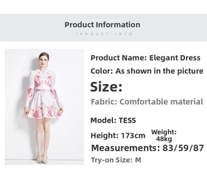 Infos sur la robe à fleurs évasée avec détails de taille et mesures du mannequin
