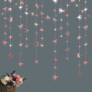 Stelle 3D pendenti in oro rosa in carta per decorazioni soffitto matrimoni e feste