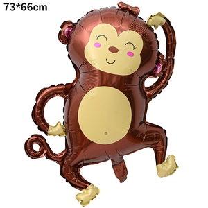 Detailed view of monkey foil balloon 73x66cm for animal themed party decoration