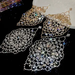 Sparkling diamond-encrusted diamond-shaped fringe earrings in gold and silver finish