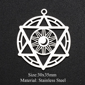 30x35mm stainless steel hollow geometric star and moon charm pendant for DIY jewelry