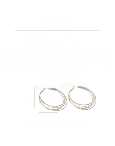 Detail view of silver layered hoop earrings with 6.7cm height and 6cm width dimensions