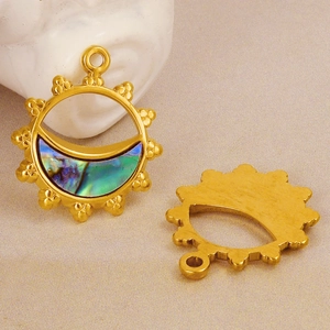 Sonnenanhänger Halskette aus 304 Edelstahl mit natürlicher Abalone-Muschel Einlage