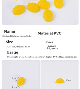 Détails de cubes de mangue miniature de 1,5 cm en PVC avec texture réaliste