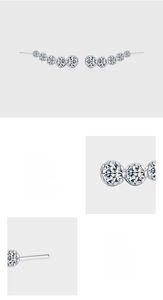 Macro shot of S925 sterling silver studs featuring five pavé-set sparkling zircons