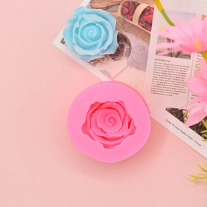 Pink 3D rose flower silicone mold for fondant cakes and handmade soap making