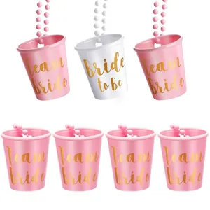 7-piece Macaron Team Bride and Bride to Be plastic shot glass necklace set for parties