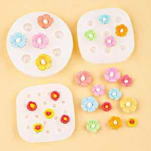 Lot de moules en silicone fleurs à cinq pétales pour fondant au chocolat et résine DIY