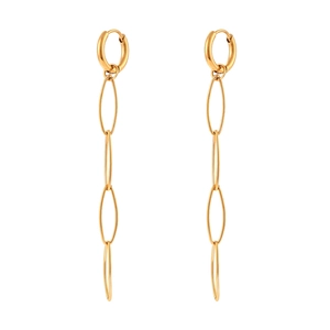 Minimalist long 18K gold plated stainless steel chain link drop earrings for women