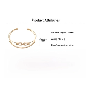 Detailed specs of gold double-layer zircon bracelet with 6x6cm size and 7g weight