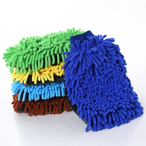 Thickened chenille car wash mitts in multiple colors made of premium microfiber