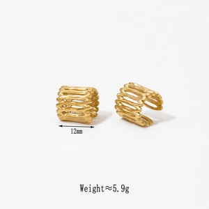 Golden wave multi-layer ear cuffs in stainless steel, 12mm wide and weighing 5.9g