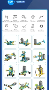 STEM building block set with motor for 12 educational models like robots and cranes