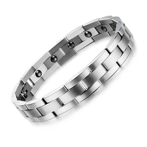 Men Magnetic Therapy Bracelet Titanium Steel Polished Geometric Link Chain Health Jewelry Gift