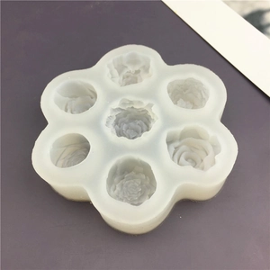 7-hole rose and peony silicone flower mold for DIY cake, chocolate and candle making
