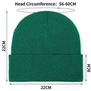 Forest green ribbed knit beanie for women with warm lining and 56-60cm head size info