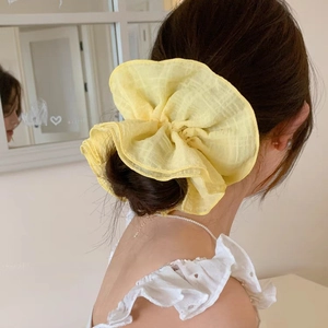 Chouchous Géants En Tissu Plissé Élastiques Cheveux Pour Femmes Filles Seersucker Satin Dentelle Élégants Bandeaux Élastiques
