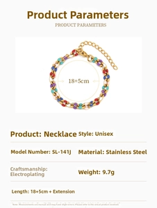 Detailed size chart for the colorful enamel stainless steel chain link bracelet