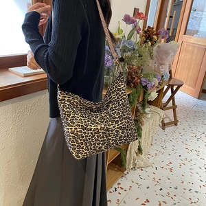 Large leopard print canvas tote bag with adjustable wide strap for women daily commute