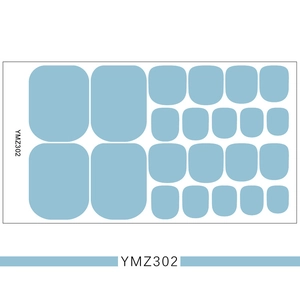Detail view of solid blue self-adhesive toenail stickers set YMZ302 in various sizes