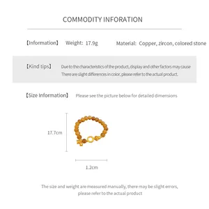 Tabella dettagliata di dimensioni e materiali per il bracciale di perline in citrina gialla