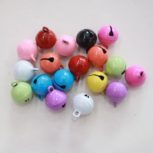 Colorful 14mm round metal craft bells for pet collars and DIY keychain accessories