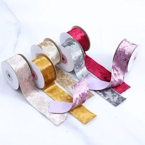 Multiple colors of luxury velvet ribbons in rolls for Christmas DIY crafts and hair bows