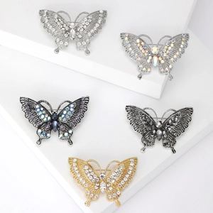 Elegant Vintage Butterfly Brooch Alloy Rhinestone Crystal Hollow Out Fashion Clothing Accessory For Women