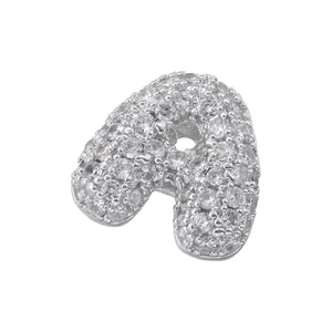 Silver A-letter pendant with high-quality 5A zircons for custom necklace DIY jewelry