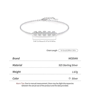Sparkling S925 sterling silver flower bracelet with zircon clusters and adjustable chain