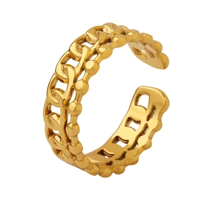 Französischer goldener Kettengliedring mit Mikroperlenkante und verstellbarem Design