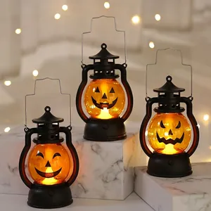 Halloween Pumpkin Lantern LED Light Up Handheld Plastic Spooky Festival Party Decoration Prop Jack-O-Lantern