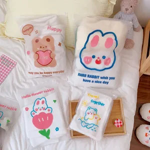 Waterproof frosted travel storage bags set with cartoon bear and rabbit prints