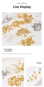 Detailed view of 14K gold-filled and silver crimp beads and tubes for DIY jewelry