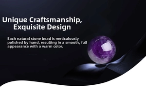 Detailed view of polished natural Uruguay amethyst bead with smooth round finish