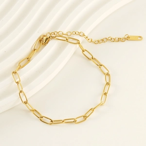 Paperclip Chain Anklet For Women Stainless Steel 18K Gold Plated Minimalist Geometric Adjustable Foot Jewelry