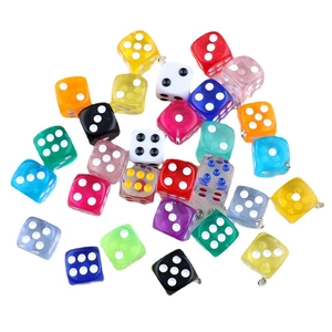 Colorful translucent acrylic dice pendants with metal rings for DIY keychains