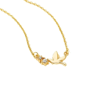 18K gold plated stainless steel necklace with sparkling crystal bird pendant for women