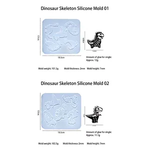 Moules en silicone dinosaure Halloween pour résine époxy avec détails de texture d'os