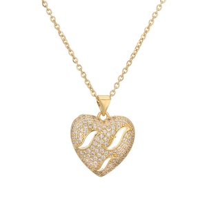Exquisite gold-plated hollow heart pendant necklace with shimmering cubic zirconia accents