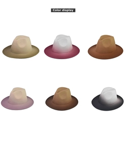 Detailed color palette display of gradient felt fedora hats with a classic teardrop crown