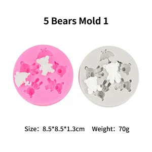 Dettagli degli stampi in silicone per orsetti in rosa e grigio da 8,5x8,5x1,3 cm