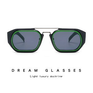 Vintage Square Frame Sunglasses Metal Double Bridge UV Protection Fashion Travel Eyewear For Women Men