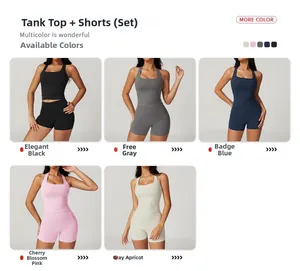 Detail showing five color options of high-stretch racerback yoga sets for fitness