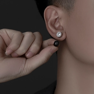 S925 sterling silver stud earrings with round-cut zircon for men and women