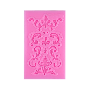 Pink silicone mold for baroque fondant reliefs and vintage cake border decorations
